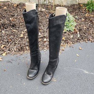 Mia Vagabond Black Knee High Boot Synthetic Block Heels Side Zip Size 8.5